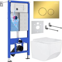 Roxen Boro в комплекте с инсталляцией StounFix Dual Fresh 6 в 1 968023 (кнопка: золото глянцевое )