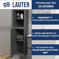 Lauter Шкаф-пенал для ванной Mia 40 с корзиной для белья (навесной, графит) Image #2