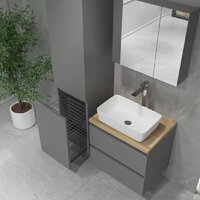 Lauter Шкаф-пенал для ванной Mia 40 с корзиной для белья (навесной, графит) Image #9