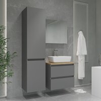 Lauter Шкаф-пенал для ванной Mia 40 с корзиной для белья (навесной, графит) Image #8