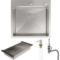 Кухонная мойка Roxen Simple 560220-50-V сатин/текстурная (с коландером и дозатором) - Превью изображения №10 — Интернет-Магазин TECNO.BY