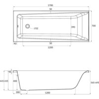 Cersanit Lorena 170x70 с ножками со смесителем Brasko (с сифоном Prime черным) Image #8