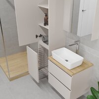 Lauter Шкаф-пенал для ванной Mia 40 с корзиной для белья (навесной, кашемир) Image #4