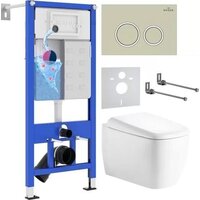 Roxen Martin в комплекте с инсталляцией StounFix Dual Fresh 6 в 1 968511 (кнопка: пастель бежевый)