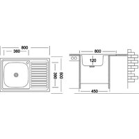 Ukinox ECO 800.500 L чаша слева (стальной/нержавеющая сталь) Image #2
