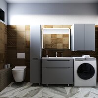  Symbolite Тумба с умывальником Марелла 90 Люкс Plus 2 ящика + Марелла Люкс 90х40 (серый) - Превью изображения №5 — Интернет-Магазин TECNO.BY