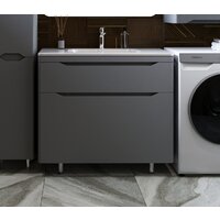 Symbolite Тумба с умывальником Марелла 90 Люкс Plus 2 ящика + Марелла Люкс 90х40 (серый)