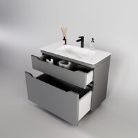  Symbolite Тумба с умывальником Марелла 90 Люкс Plus 2 ящика + Марелла Люкс 90х40 (серый) - Превью изображения №4 — Интернет-Магазин TECNO.BY