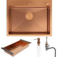 Кухонная мойка Roxen Simple 560220-60BR-V бронза/текстурная PVD покрытие (с коландером и дозатором) - Превью изображения №10 — Интернет-Магазин TECNO.BY