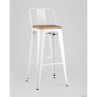 Stool Group Tolix Wood со спинкой YD-H675E-W LG-02 (белый глянцевый/светлое дерево) Image #2