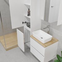 Lauter Шкаф-пенал для ванной Mia 40 с корзиной для белья (навесной, белый глянец) Image #4