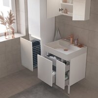 Lauter Шкаф-пенал для ванной Mia 40 с корзиной для белья (навесной, белый глянец) Image #6