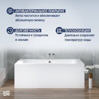Ванна Lauter Belgravia 200x90 21110200 (с каркасом и сифоном 21Y31002 белый) - Превью изображения №6 — Интернет-Магазин TECNO.BY