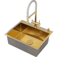 Кухонная мойка Roxen Simple 560220-60G-V золото/текстурная PVD покрытие (с коландером и дозатором) - Превью изображения №10 — Интернет-Магазин TECNO.BY