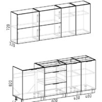 Интермебель Микс Топ-35 2.0м без столешницы (дуб крафт золотой/графит серый) Image #8