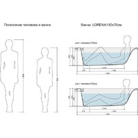 Cersanit Lorena 150x70 с ножками со смесителем Brasko (с сифоном Prime черным) Image #8