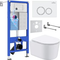 Roxen Simple Compact в комплекте с инсталляцией StounFix Dual Fresh 6 в 1 906789 (кнопка: белый глянец)