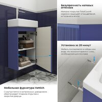 Wellsee Тумба под умывальник 2 в 1 WC Area 221804001 (тумба/матовый синий, раковина/глянцевый белый, без ножек) Image #4