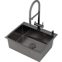 Кухонная мойка Roxen Simple 560220-60B-V графит/текстурная PVD покрытие (с коландером и дозатором) - Превью изображения №10 — Интернет-Магазин TECNO.BY
