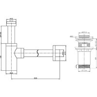Умывальник Lauter 21502 + клапан 21190CH + сифон 21635CH (хром) - Превью изображения №18 — Интернет-Магазин TECNO.BY