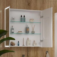  EQUIL Шкаф с зеркалом для ванной Corner LED 80 (с часами) - Превью изображения №6 — Интернет-Магазин TECNO.BY