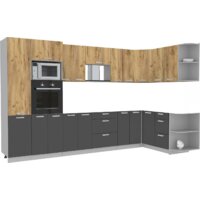 Интерлиния Мила Лайт 1.68x3.4 правая без столешницы (дуб золотой/антрацит)