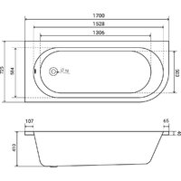 Ванна Lauter Monaco 170x72.5 2113170L (с каркасом и сифоном 21Y31001 матовый черный) - Превью изображения №15 — Интернет-Магазин TECNO.BY