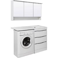  Runo Тумба с умывальником Орион 60 3 ящика + Гамма 120 лайт с левым крылом (напольная, белый) - Превью изображения №5 — Интернет-Магазин TECNO.BY