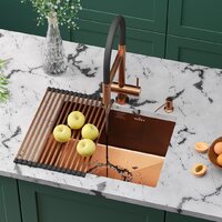 Кухонная мойка Roxen Uno 560210-54BR-GR бронза/текстурная PVD покрытие (с ролл-матом и дозатором) - Превью изображения №2 — Интернет-Магазин TECNO.BY