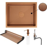 Кухонная мойка Roxen Uno 560210-54BR-GR бронза/текстурная PVD покрытие (с ролл-матом и дозатором) - Превью изображения №11 — Интернет-Магазин TECNO.BY