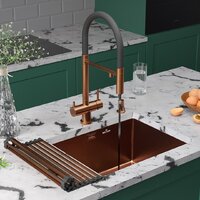 Кухонная мойка Roxen Uno 560210-54BR-GR бронза/текстурная PVD покрытие (с ролл-матом и дозатором) - Превью изображения №3 — Интернет-Магазин TECNO.BY
