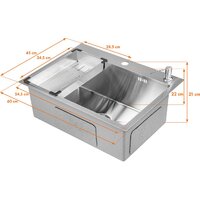 Saniteco 6045 Nano + Spike F9S07011 (сатин, с сифоном, дозатором и коландером) Image #16