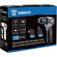Дрель-шуруповерт Deko DKCD12 PRO ONE 085-1320 (с 2-мя АКБ, кейс) - Превью изображения №6 — Интернет-Магазин TECNO.BY