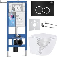 Roxen Antares Tornado Long в комплекте с инсталляцией StounFix Dual Fresh 6 в 1 868424 (кнопка: черный матовая)