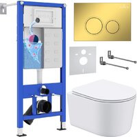 Roxen Simple compact в комплекте с инсталляцией StounFix Dual Fresh 6 в 1 968026 (кнопка: золото глянцевое ) Image #1