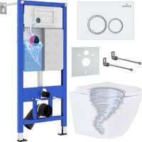 Roxen Antares Tornado Long в комплекте с инсталляцией StounFix Dual Fresh 6 в 1 868420 (кнопка: белый глянцевая)