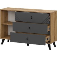 Mio Tesoro Байкал 3 ящика со створкой (дуб золотистый/графит) Image #3