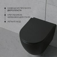 Унитаз подвесной Lauter Augsburg 21109EC + Marberg 410 RD BL (черный матовый с кнопкой смыва) - Превью изображения №6 — Интернет-Магазин TECNO.BY
