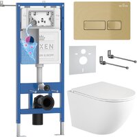 Roxen Antares Tornado Long в комплекте с инсталляцией StounFix Dual Fresh 6 в 1 868418 (кнопка: брашированное золото матовая)