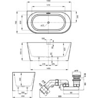 Wellsee Excellence Pro 170x75 28760301R (пристенная ванна белый глянец, экран, ножки, сифон-автомат хром) Image #10