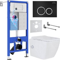 Roxen Cube Bidet One Rimless 6 в 1 StounFix Dual Fresh 508149 (кнопка: черный матовый)