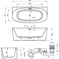 Wellsee Belle Spa 2.0 170x75 235804003 (пристенная ванна белый глянец, экран, каркас, сифон-автомат матовый черный) Image #10