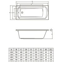 Ванна Bonito Home Selena 170x70 (с ножками) - Превью изображения №3 — Интернет-Магазин TECNO.BY