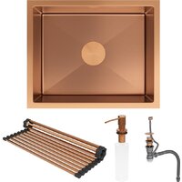 Кухонная мойка Roxen Uno 560210-54BR-V бронза/текстурная PVD покрытие (с ролл-матом и дозатором) - Превью изображения №11 — Интернет-Магазин TECNO.BY