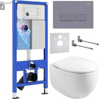 Roxen Egg в комплекте с инсталляцией StounFix Dual Fresh 6 в 1 966842 (кнопка: серый гранит)