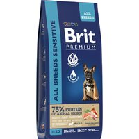 Brit Premium Dog Sensitive с лососем и индейкой 15 кг