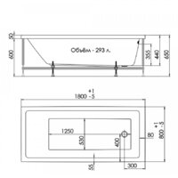 Ванна 1AcReal Palermo 180x80 (с ножками) - Превью изображения №2 — Интернет-Магазин TECNO.BY