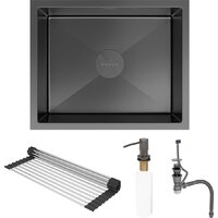 Кухонная мойка Roxen Uno 560210-54B-V графит/текстурная PVD покрытие (с ролл-матом и дозатором) - Превью изображения №9 — Интернет-Магазин TECNO.BY