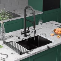 Кухонная мойка Roxen Uno 560210-54B-V графит/текстурная PVD покрытие (с ролл-матом и дозатором) - Превью изображения №2 — Интернет-Магазин TECNO.BY