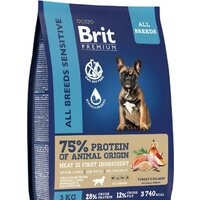 Brit Premium Dog Sensitive с лососем и индейкой 3 кг